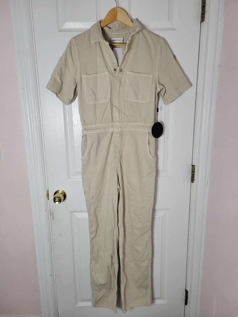 NWT Articles of Society Beige Utility Short Sleeve Jumpsuit Size M - Picture 5 of 13
